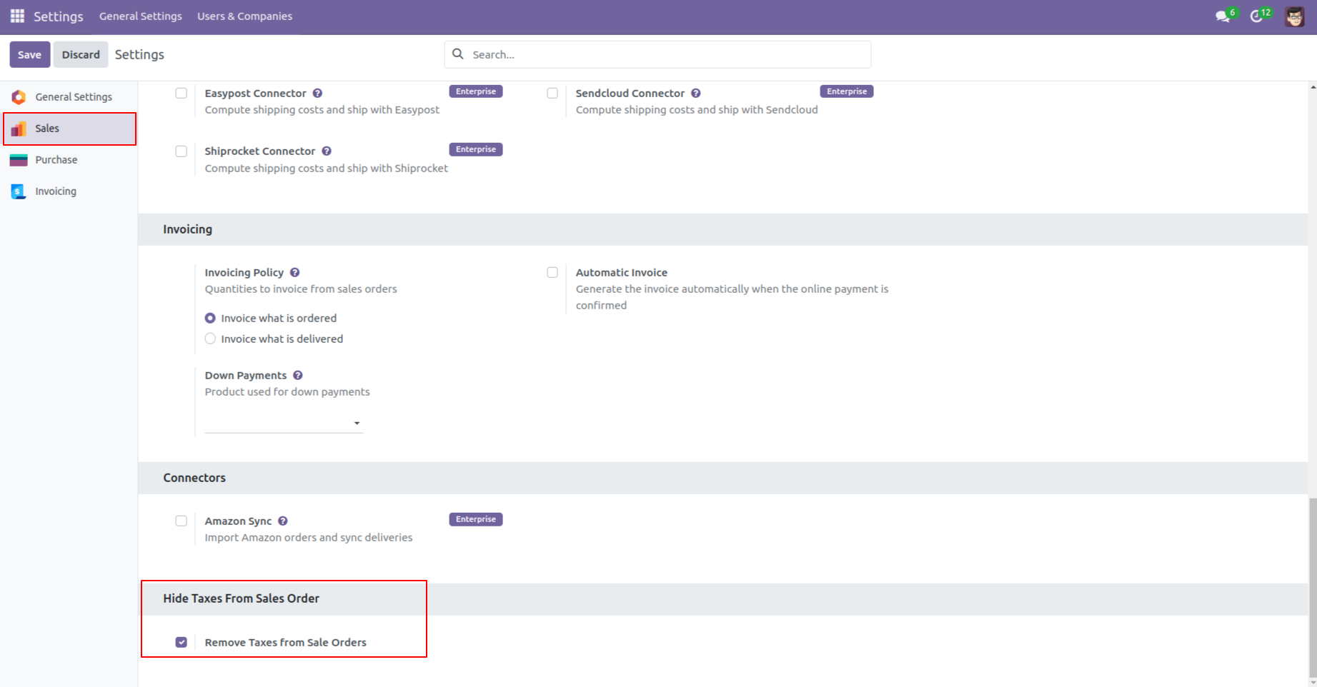 Advance Tax Management Setting 