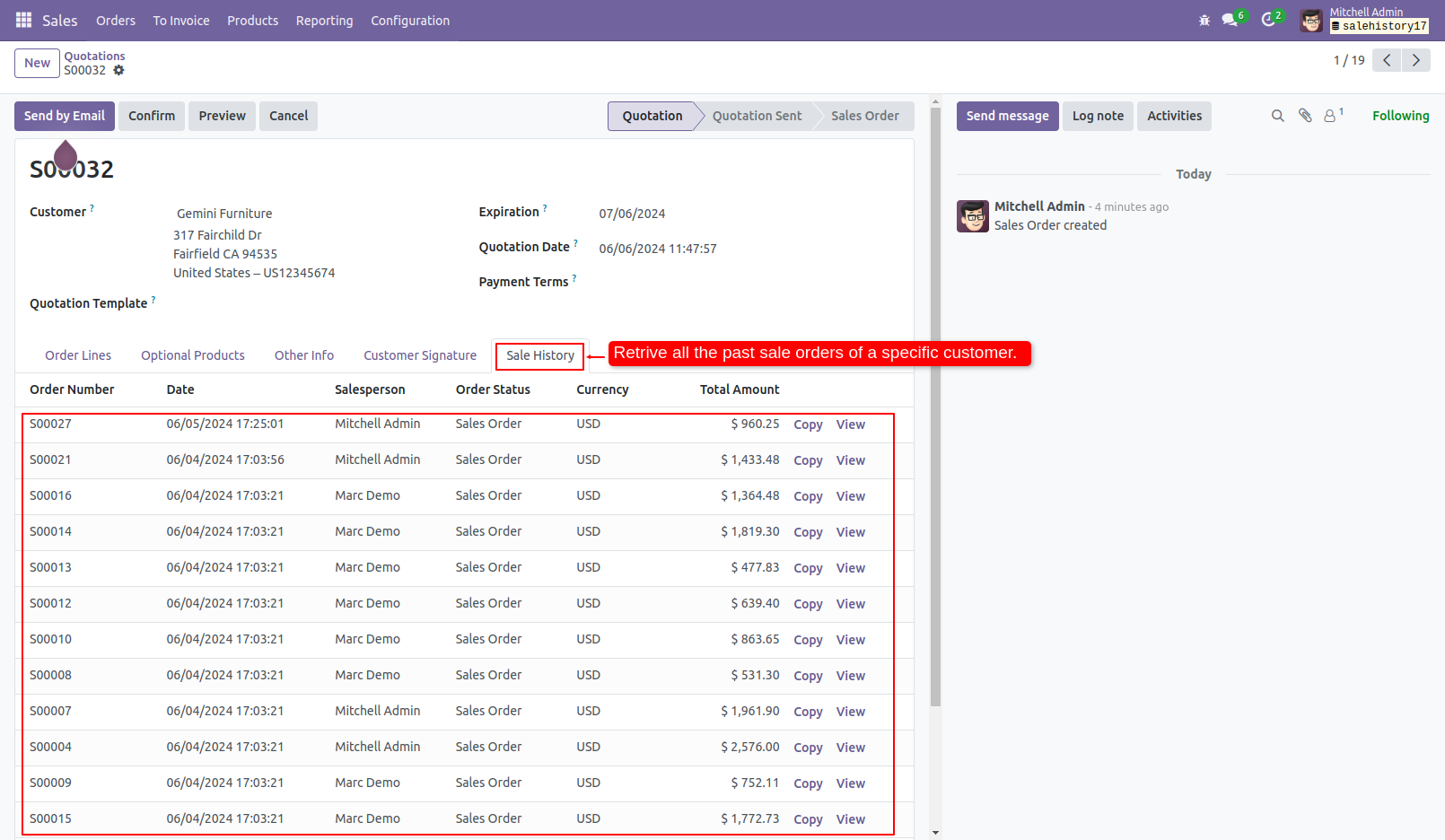 Customer Sales History & Reordering Basic Setting