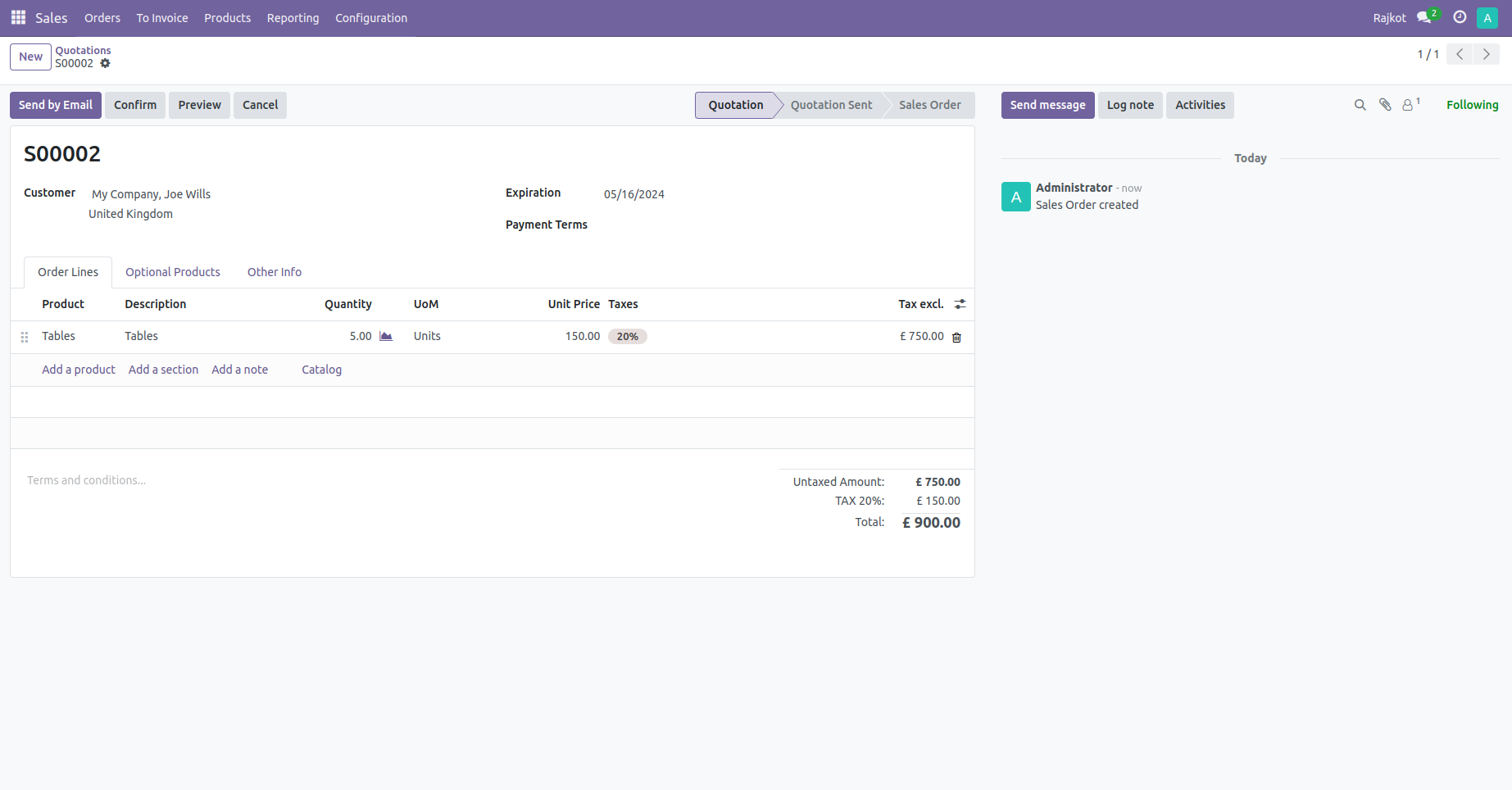 11. Create a branch product sales order for only the activated branches. 