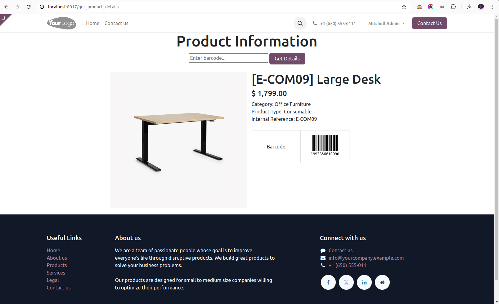 12. The UI view after scanning the barcode.