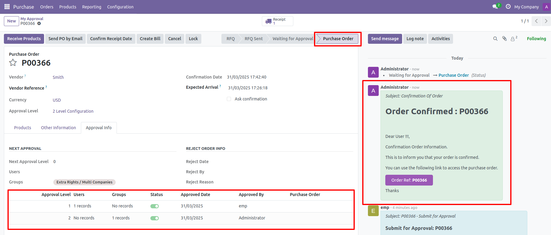 13. So purchase order created and email notification is sent to the stakeholders.