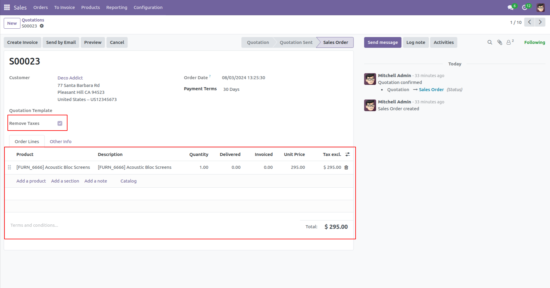 2. If "Remove Taxes" is set to True, tax fields will be invisible inside the form. If set to False, tax fields will be visible, allowing you to set taxes separately.