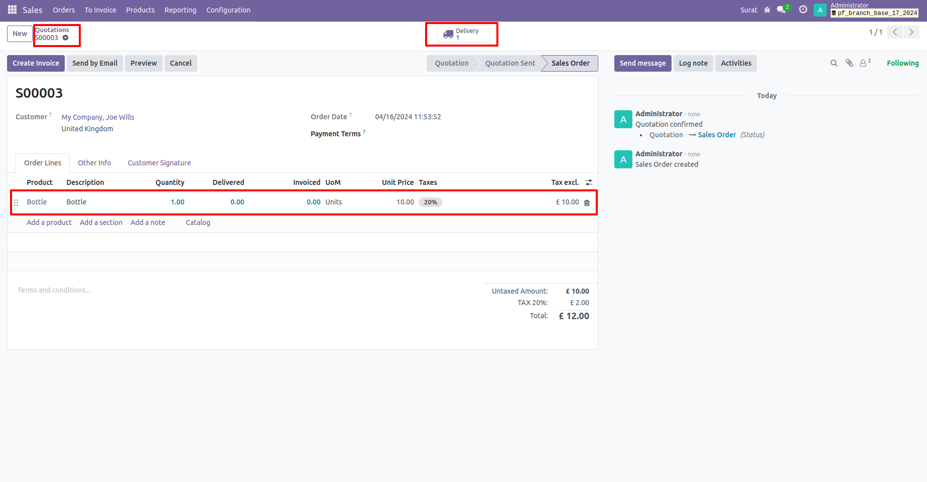 21. Created Another Branch Sale Order. 