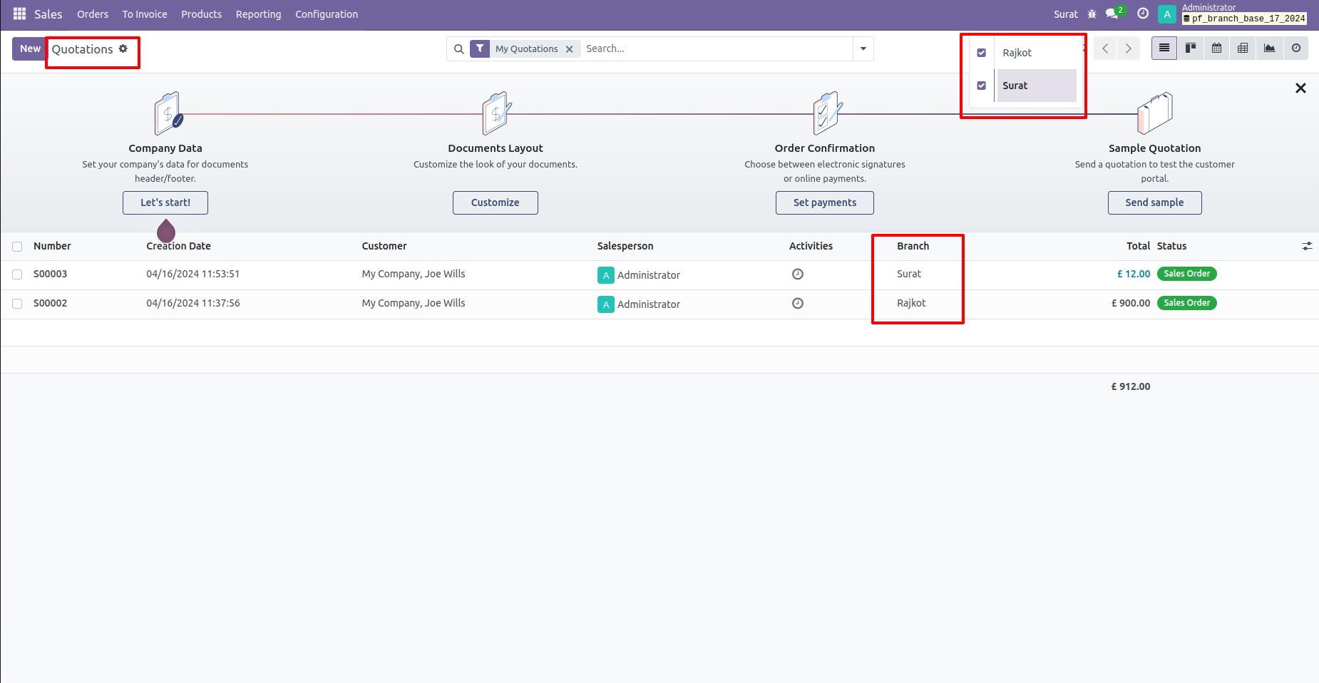 24. Select All Branches Records shown. 