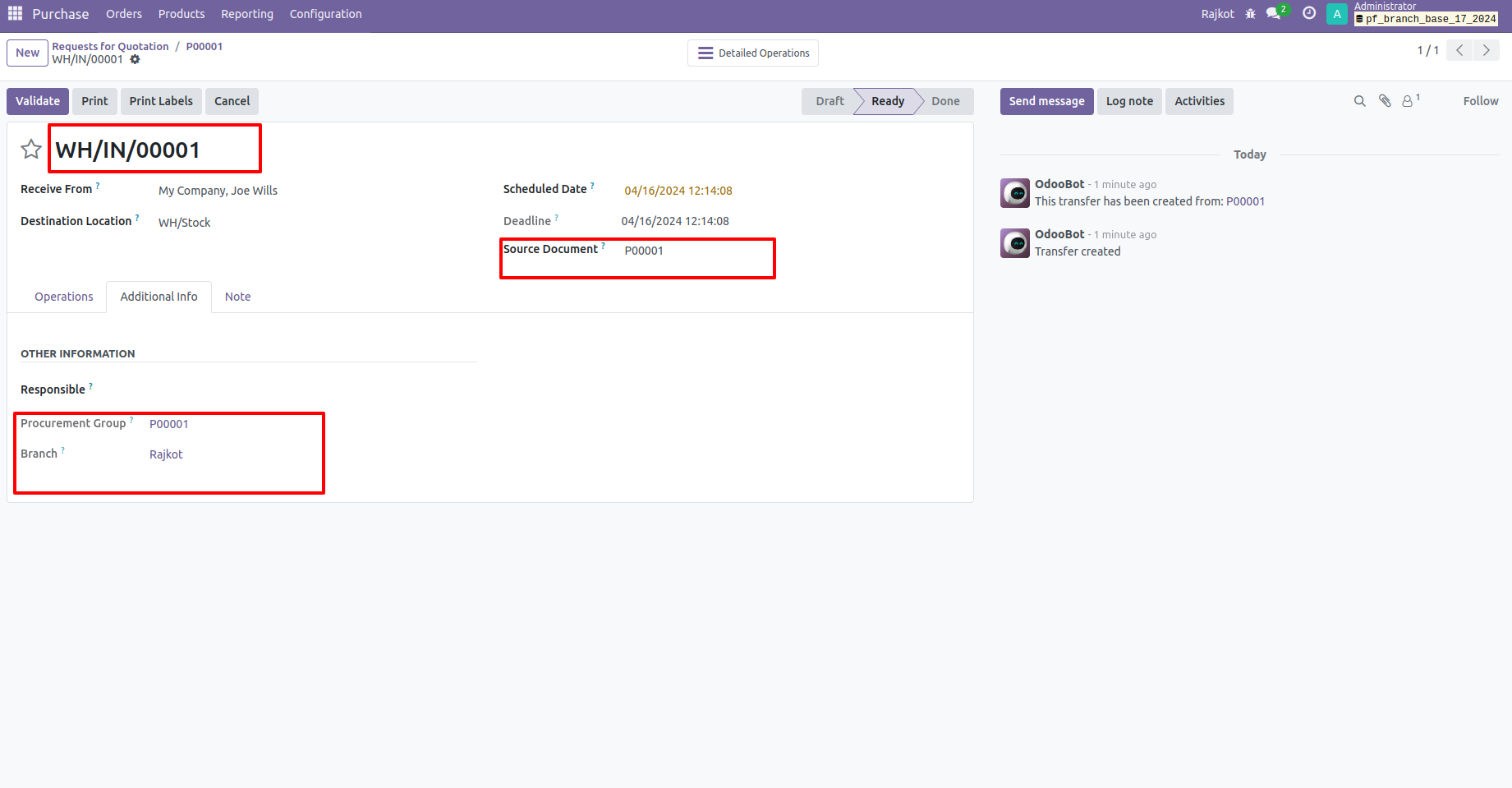 29. Vendor Bill Shown With Branch 