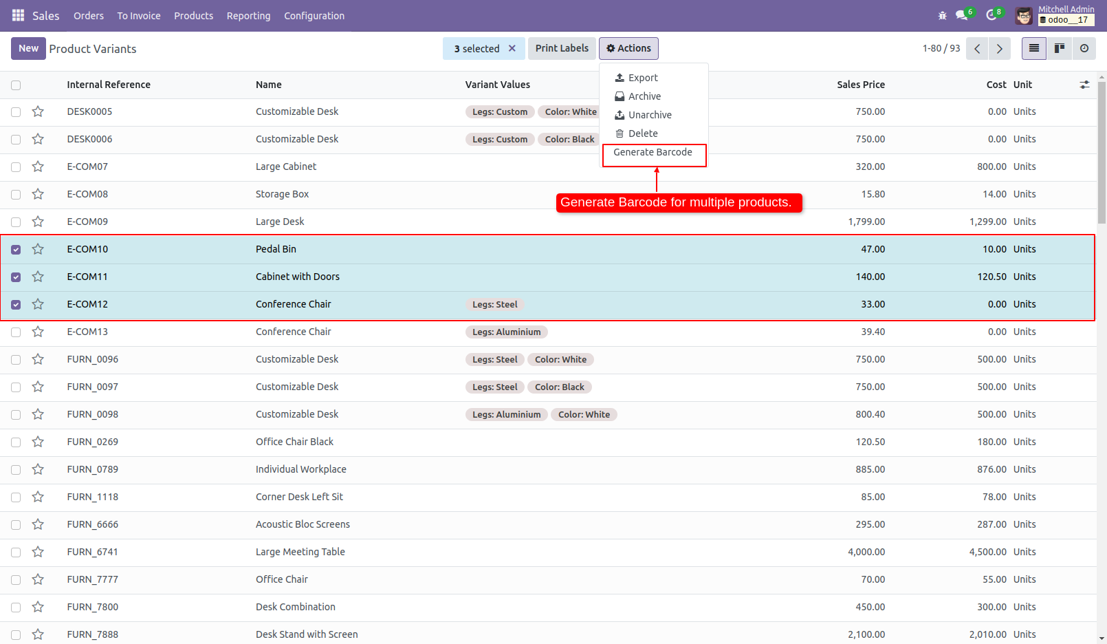 3. Select products to generate multi-product barcodes.