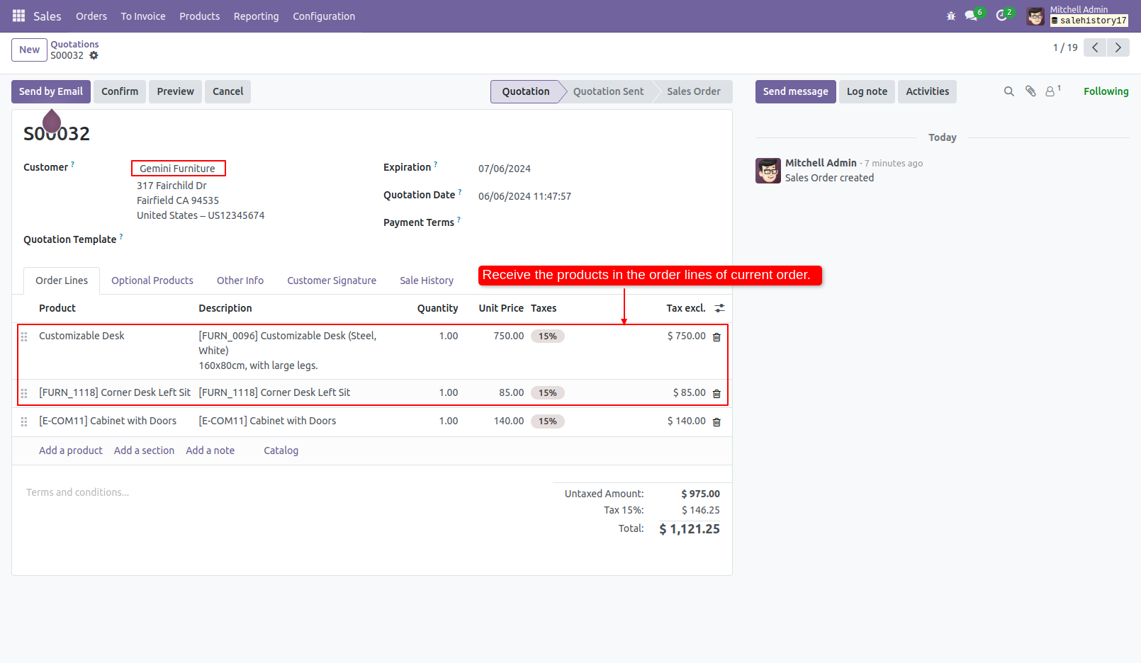 3. You can view all the products of past sale order. Also new products can be added to current order.
