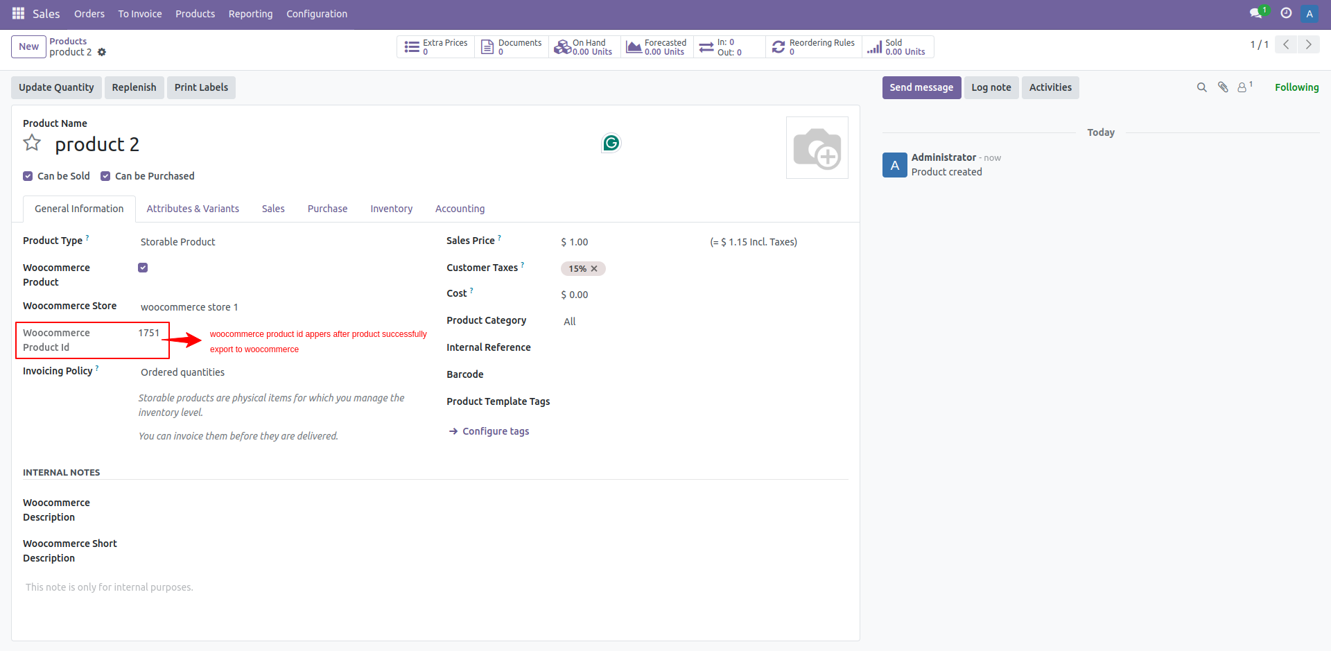 35. Product Added in WooCommerce (Created product id of WooCommerce) 
