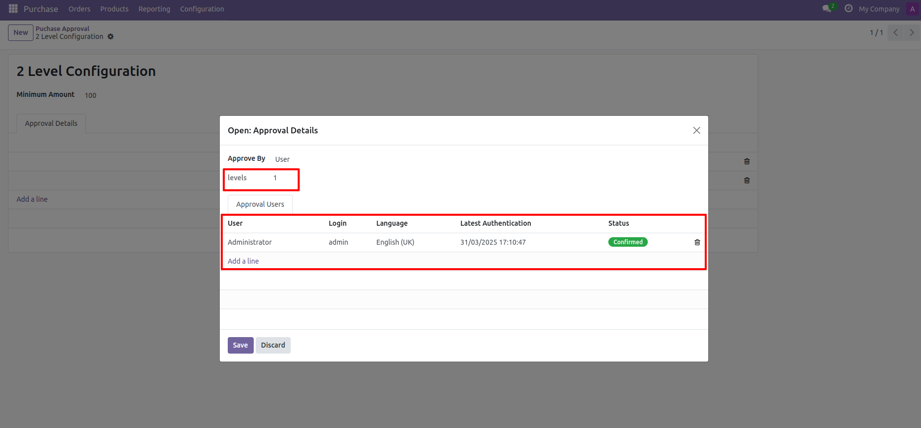 4. Approved Process By, there are two types 1. User, 2. Group. Userwise means to define that person who approved the purchase order, in this wizard select the user.