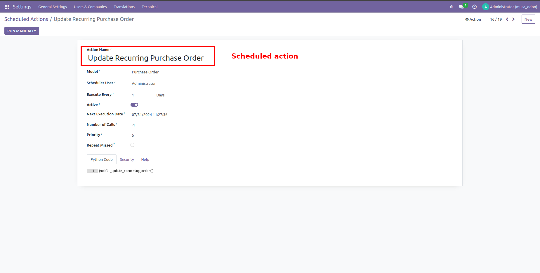 4. Purchase recurring order cron look like below.