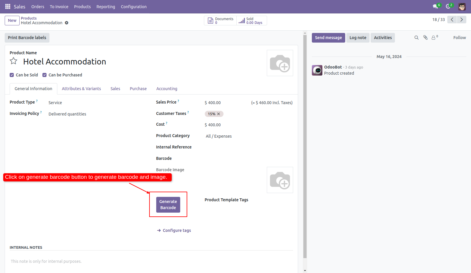 5. Press the 'Generate Barcode' button to generate barcode.