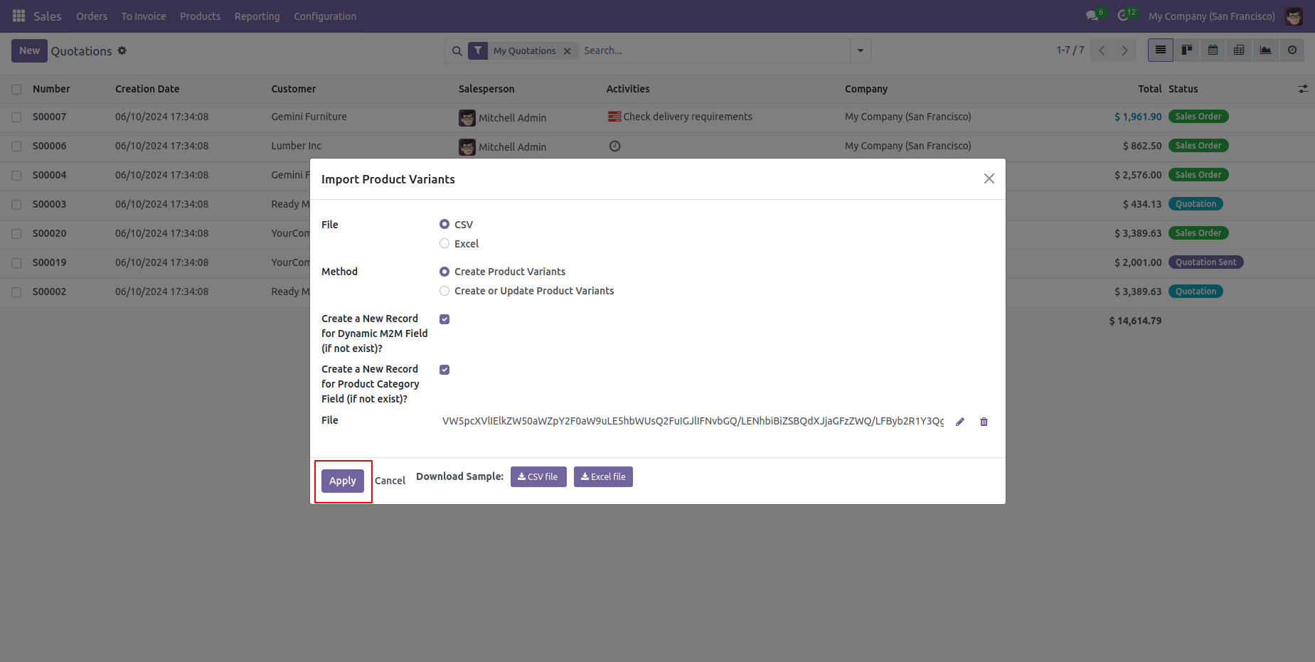 6. After Select the file Just Click On Apply button.