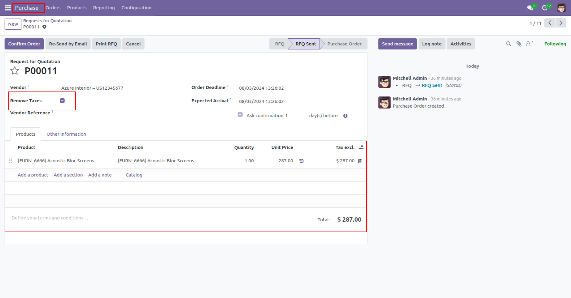 6. If "Remove Taxes" is set to True, tax fields will be invisible inside the form. If set to False, tax fields will be visible, allowing you to set taxes separately.