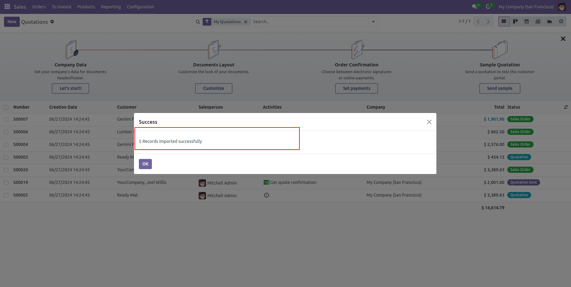 7.Get message for Records and Any issue in any line of sheet that are Given in message.