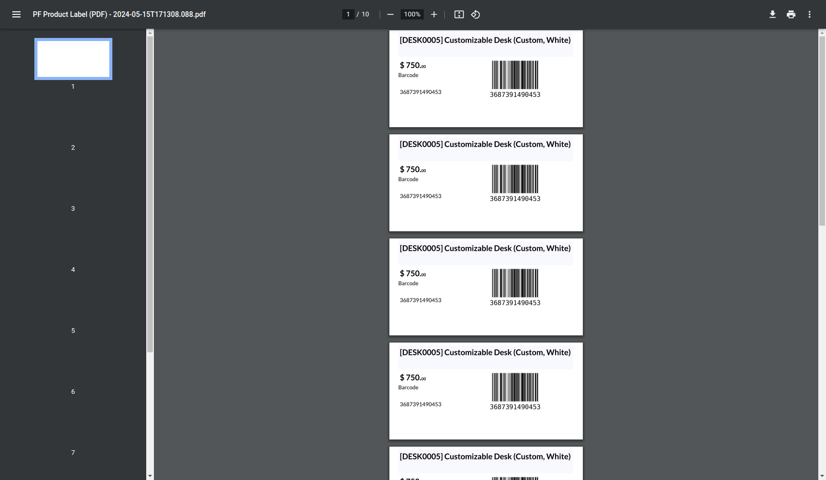 7. View: DymoThe PDF view of dymo option.