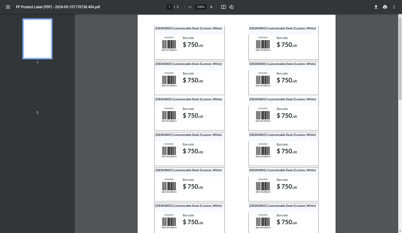 8. View: 2 x 7 with priceThe PDF view of 2 x 7 with price option.