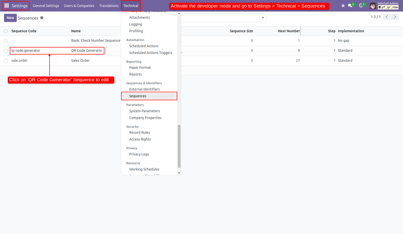 8. Users can change the QR sequence with the help of Settings.