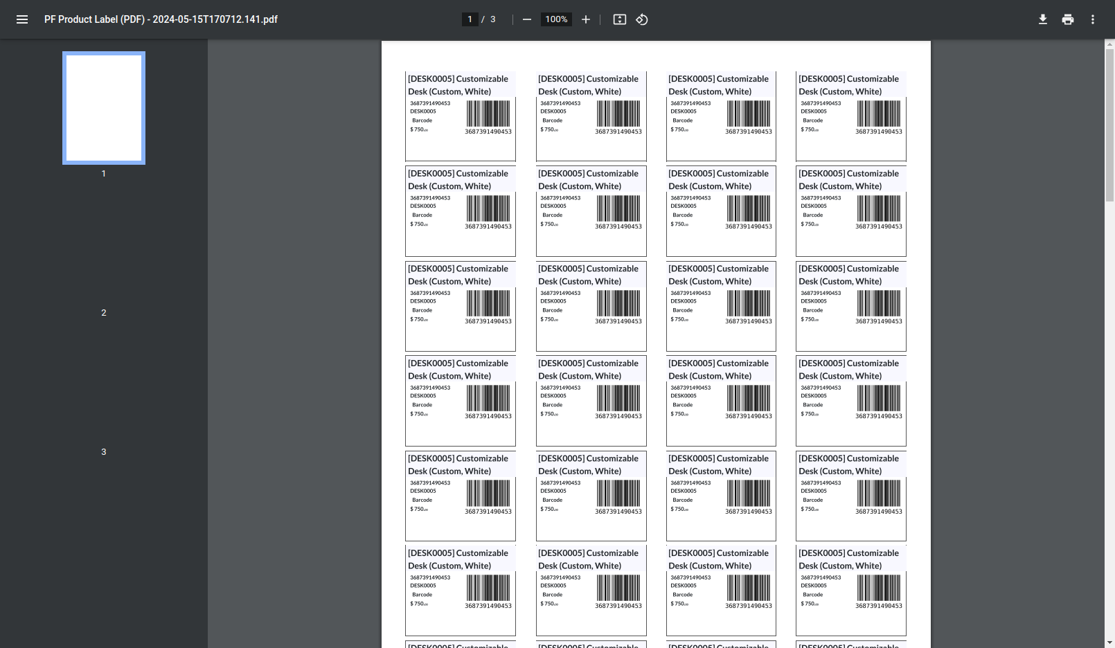 9. View: 4 x 7 with priceThe PDF view of 4 x 7 with price option.