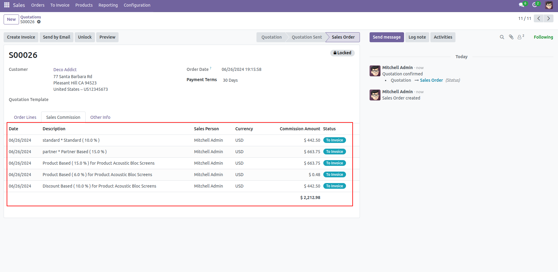 9. Commision Shown Of This Sales Order. 