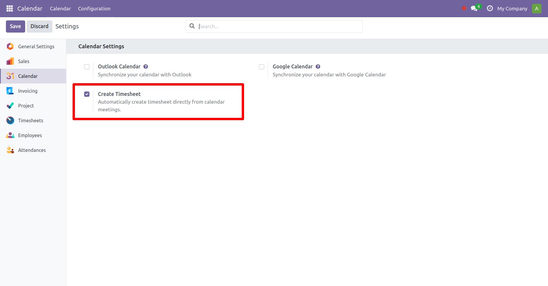 Automated Employee Timesheet from Calendar Meetings Basic Settings