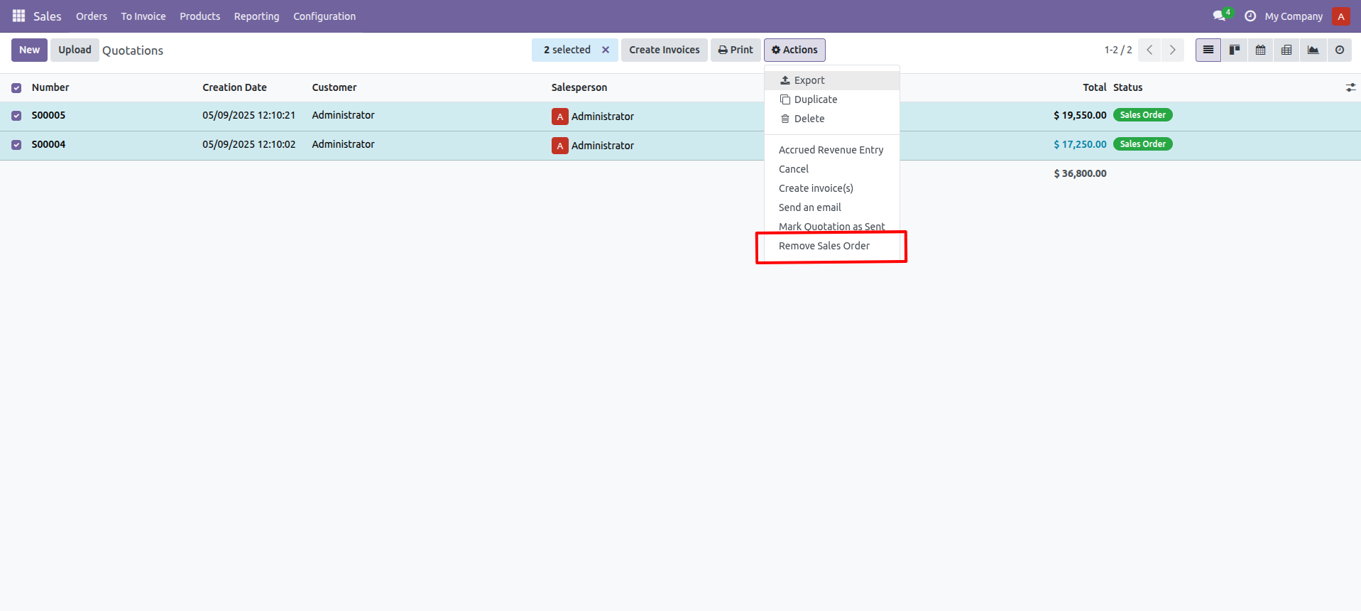 Single and Bulk Order Delete Letter 