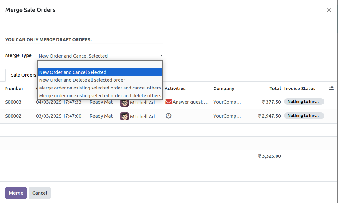 All in One Merge Orders (Sales | Purchase | Invoice) 