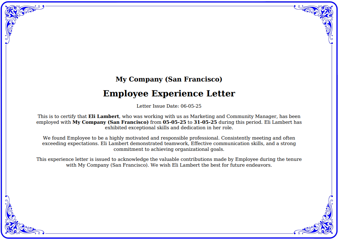 Dark Blue and White Certificate.