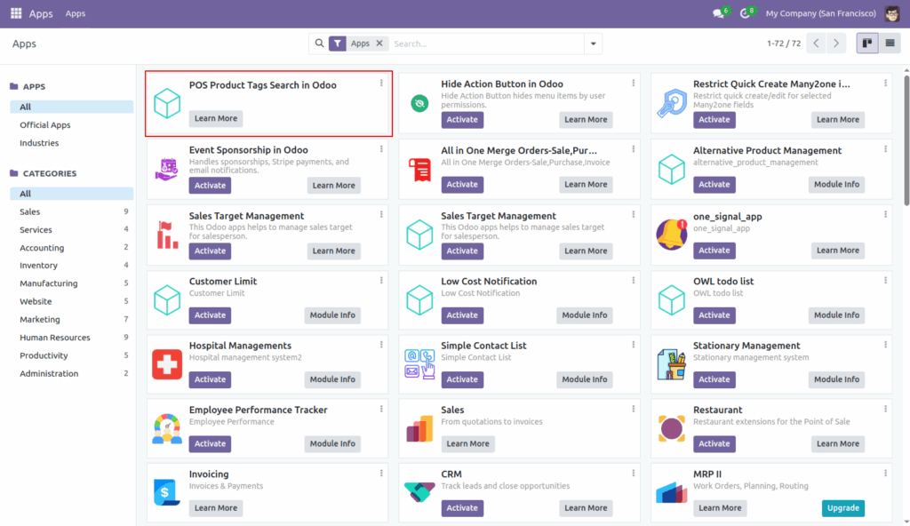 POS Product Tags Search in Odoo 