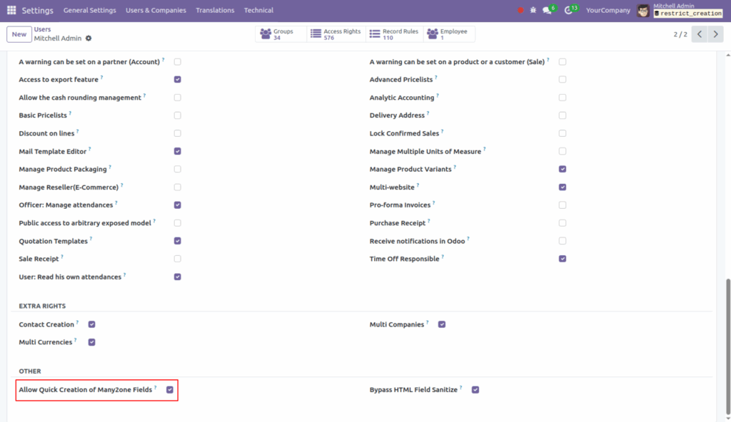 Restrict Quick Create Many2one in Odoo App