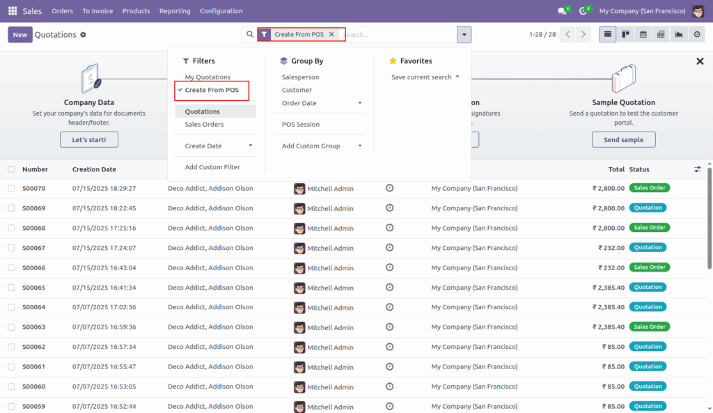 Sales order from POS in Odoo