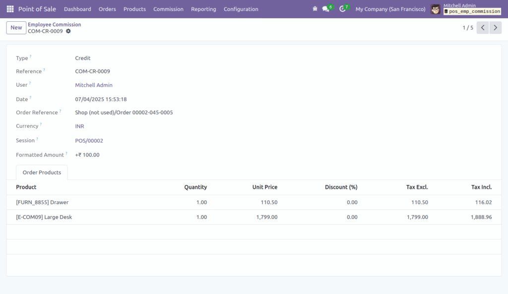 POS Employee Commission in Odoo