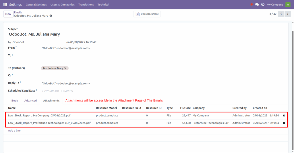 Product Low Stock Notifier in Odoo