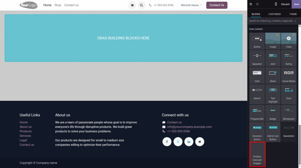 Product carousel/slider in website