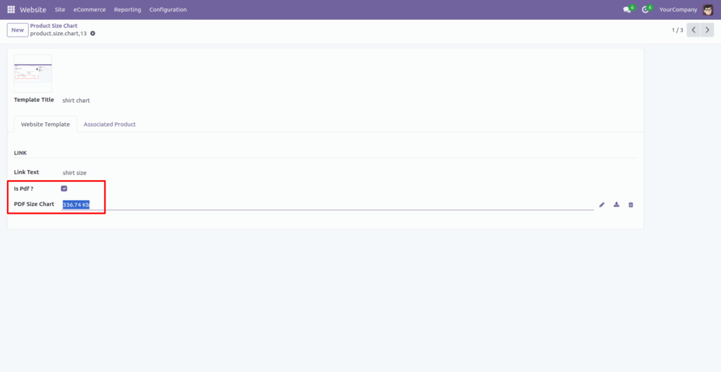 Website Product Size Chart Odoo App