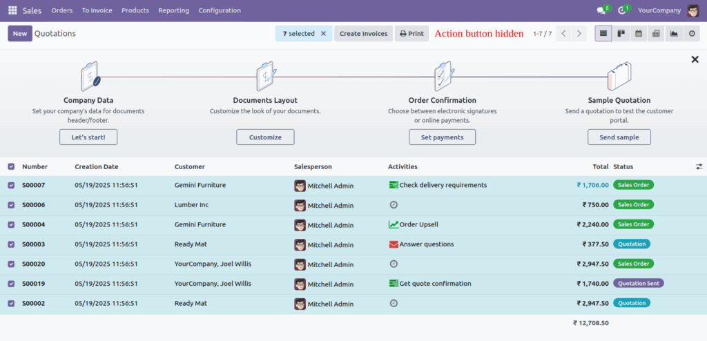 Hide Action Button in Odoo App