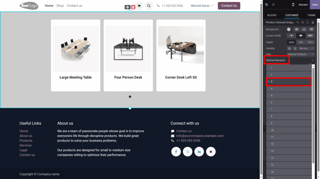 Product carousel/slider in website