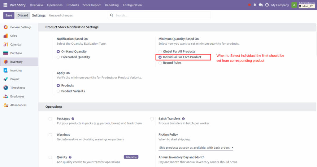 Product Low Stock Notifier in Odoo