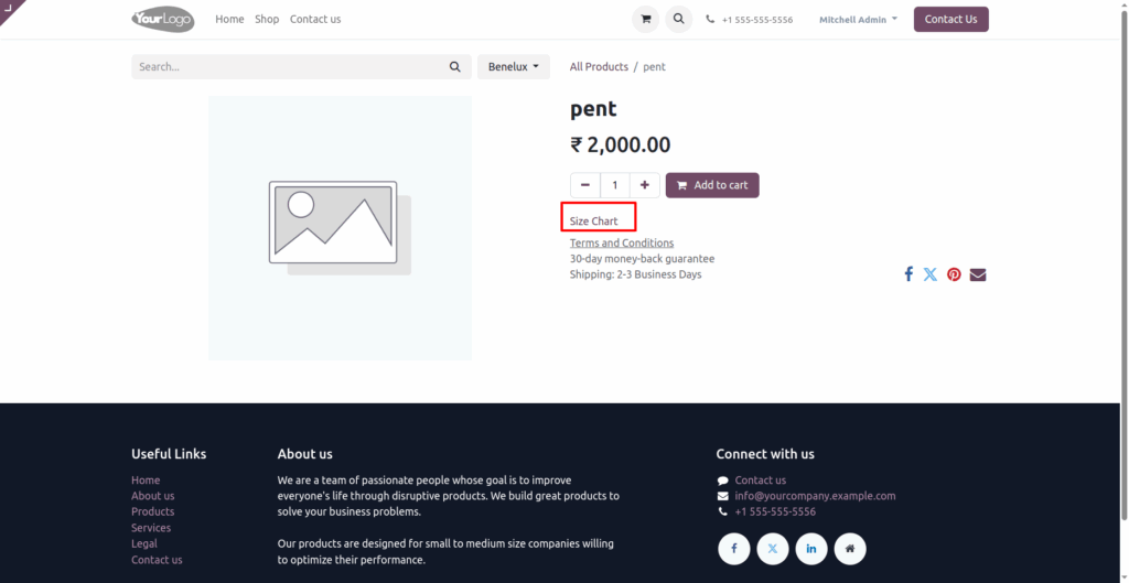 Website Product Size Chart Odoo App