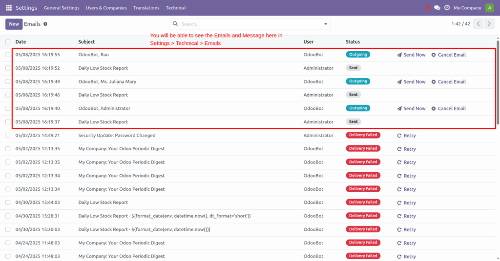 Product Low Stock Notifier in Odoo