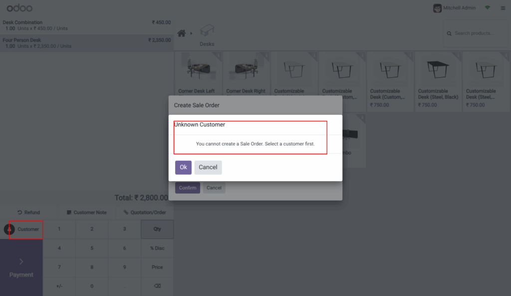 Sales order from POS in Odoo