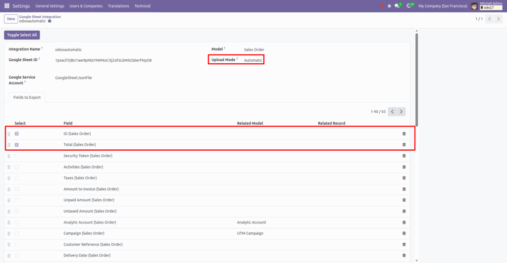 Google Sheets Odoo Integration