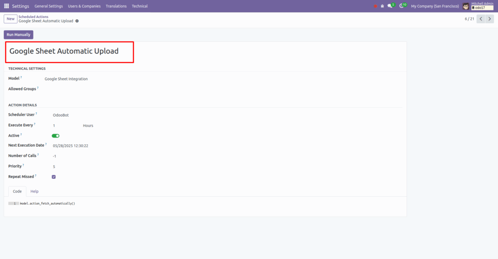 Google Sheets Odoo Integration