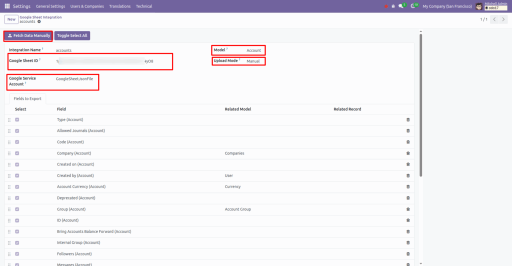 Google Sheets Odoo Integration