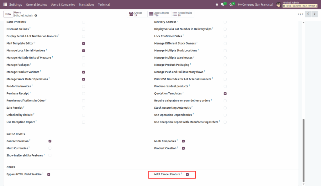 Cancel Manufacturing Orders in Odoo
