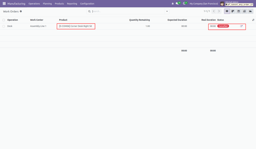 Cancel Manufacturing Orders in Odoo