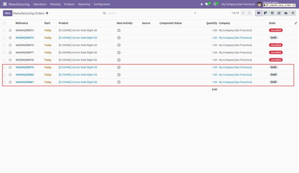 Cancel Manufacturing Orders in Odoo