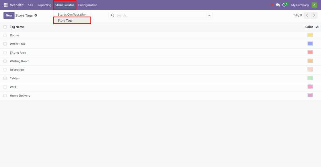 Odoo website store locator
