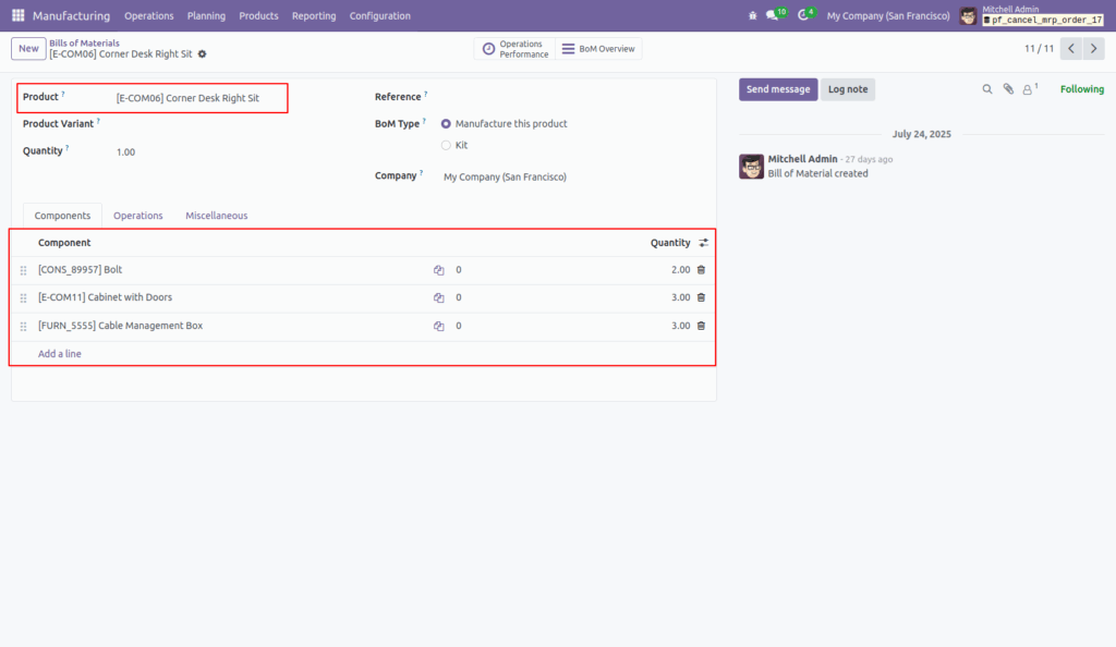 Cancel Manufacturing Orders in Odoo